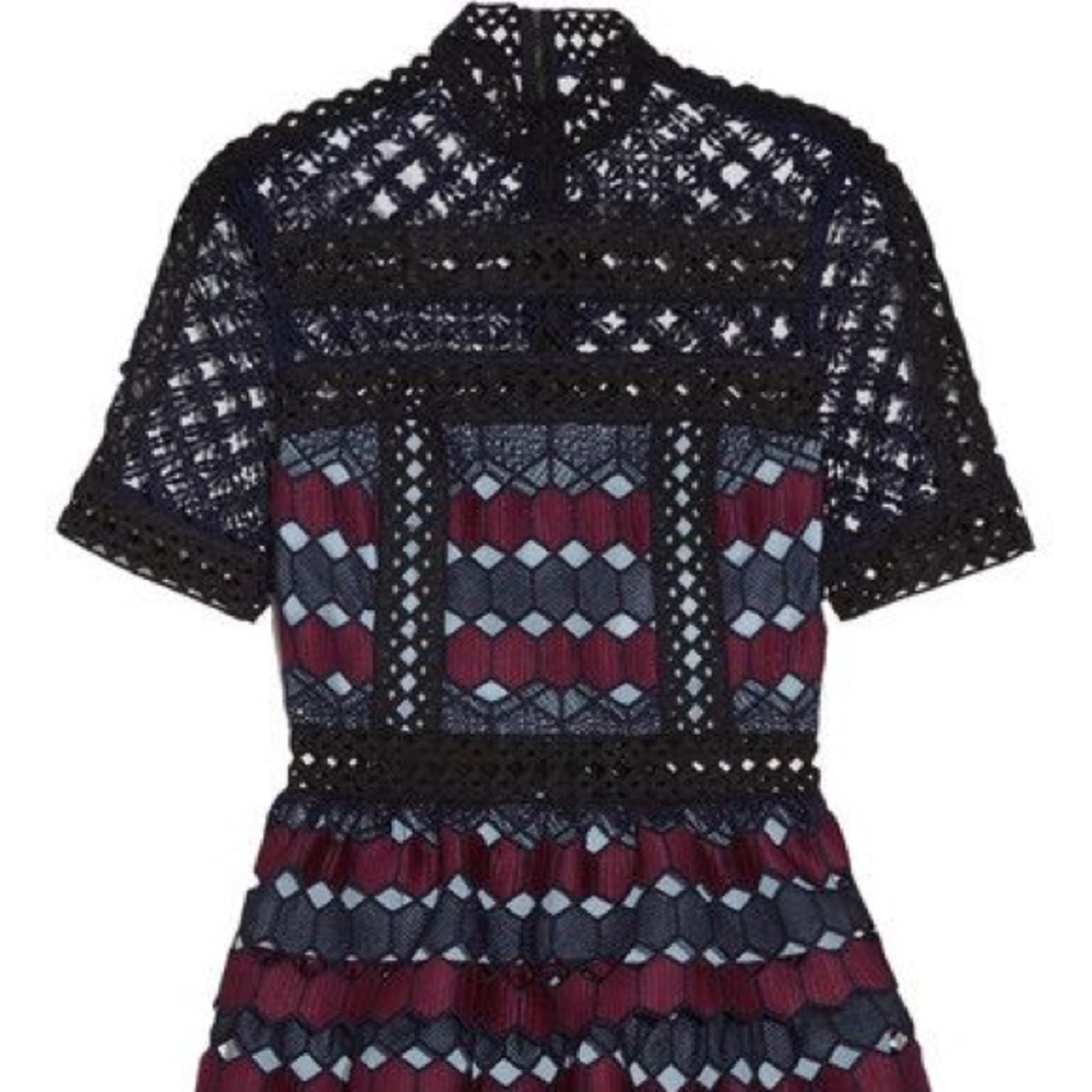Self-Portrait Hexagon Lace mini dress